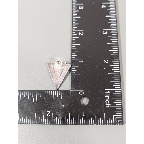 Art Deco Revival 925 Black Marcasite Triangle Drop Earrings Pierced - Picture 8 of 8